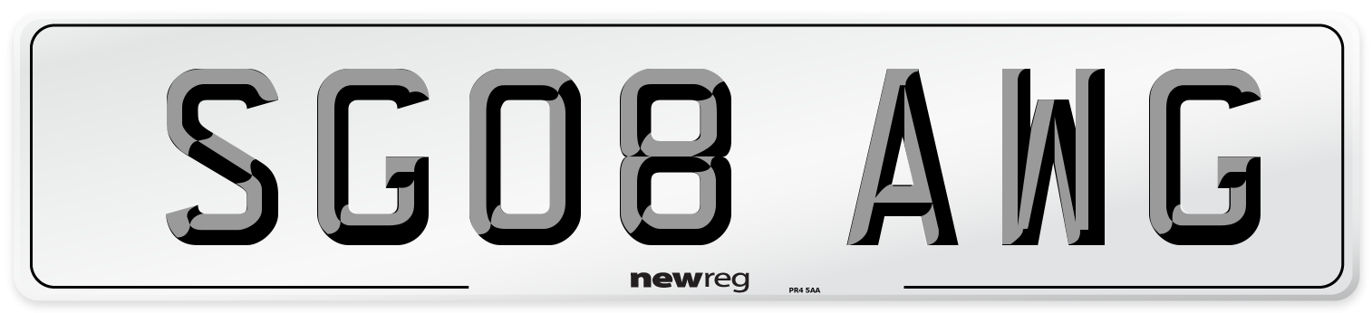 SG08 AWG Number Plate from New Reg